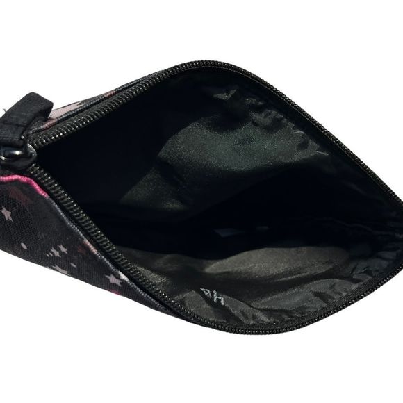 🎉HP🎊Kate Spade Large Canvas Cosmetic Zip Twinkle Star Pouch Black Pink Multi - Picture 10 of 11